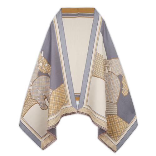 EXTREE Scarfs for Women Pashmina Silky Shawl Wrap for Evening Dressing Blanket Open Front Poncho Cape