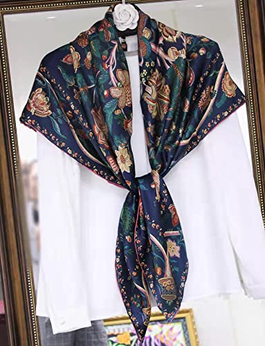 ANDANTINO 100% Silk Scarf 43" Large Square Lightweight Headscarf& Shawl–Women Hair Wraps-With Gift Packed