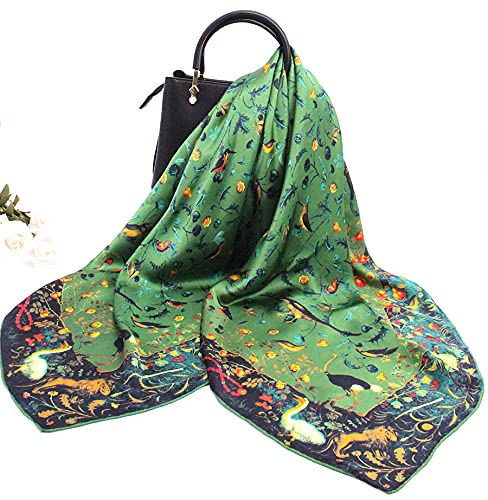 ANDANTINO 100% Silk Scarf 43" Large Square Lightweight Headscarf& Shawl–Women Hair Wraps-With Gift Packed