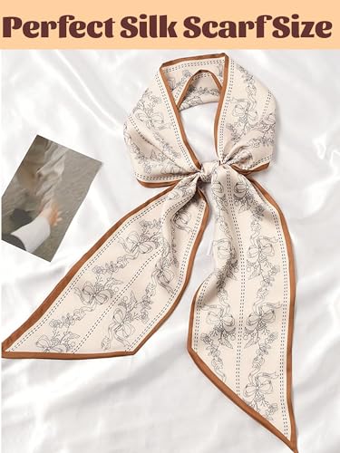 kcctoo 59” Long Silk Like Head Scarf Women's Fashion Square Neck Satin Scarfs for Bag Hair Scarves Gift 59 * 5.9”