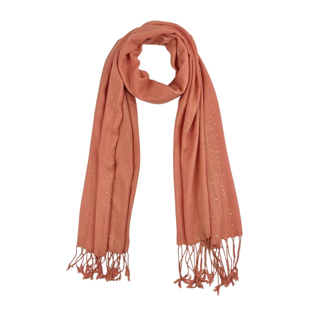 Humble Hilo Handmade Shimmer Thread Scarf or Shawl Large Lightweight Neckscarf Wrap for Women with Metallic Embroidery