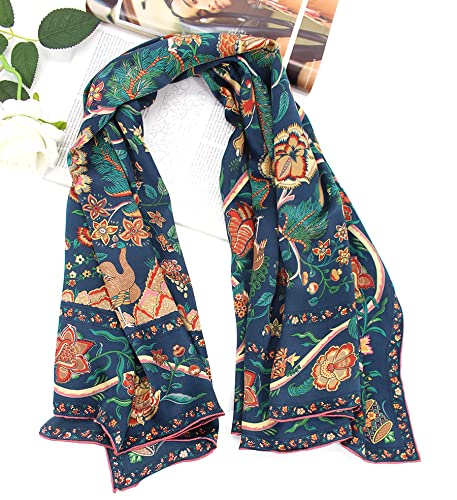 ANDANTINO 100% Silk Scarf 43" Large Square Lightweight Headscarf& Shawl–Women Hair Wraps-With Gift Packed