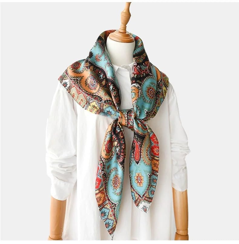 ANDANTINO 100% Silk Scarf 43" Large Square Lightweight Headscarf& Shawl–Women Hair Wraps-With Gift Packed