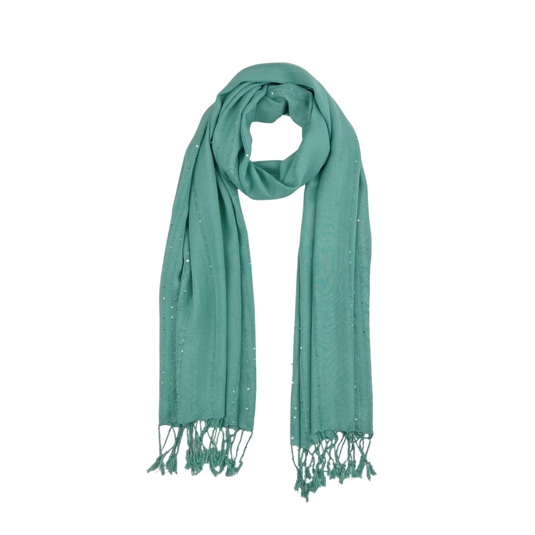 Humble Hilo Handmade Shimmer Thread Scarf or Shawl Large Lightweight Neckscarf Wrap for Women with Metallic Embroidery