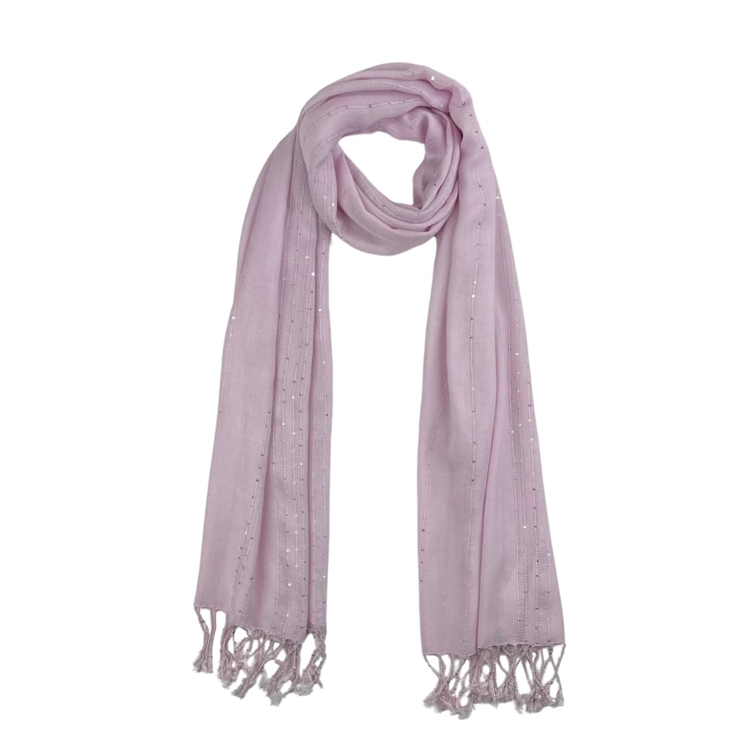Humble Hilo Handmade Shimmer Thread Scarf or Shawl Large Lightweight Neckscarf Wrap for Women with Metallic Embroidery