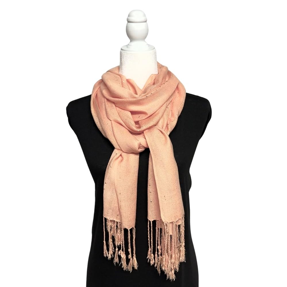 Humble Hilo Handmade Shimmer Thread Scarf or Shawl Large Lightweight Neckscarf Wrap for Women with Metallic Embroidery