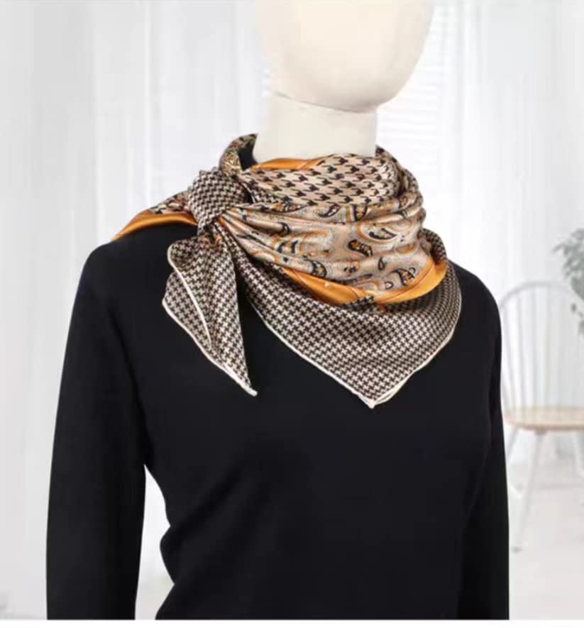 ANDANTINO 100% Silk Scarf 43" Large Square Lightweight Headscarf& Shawl–Women Hair Wraps-With Gift Packed