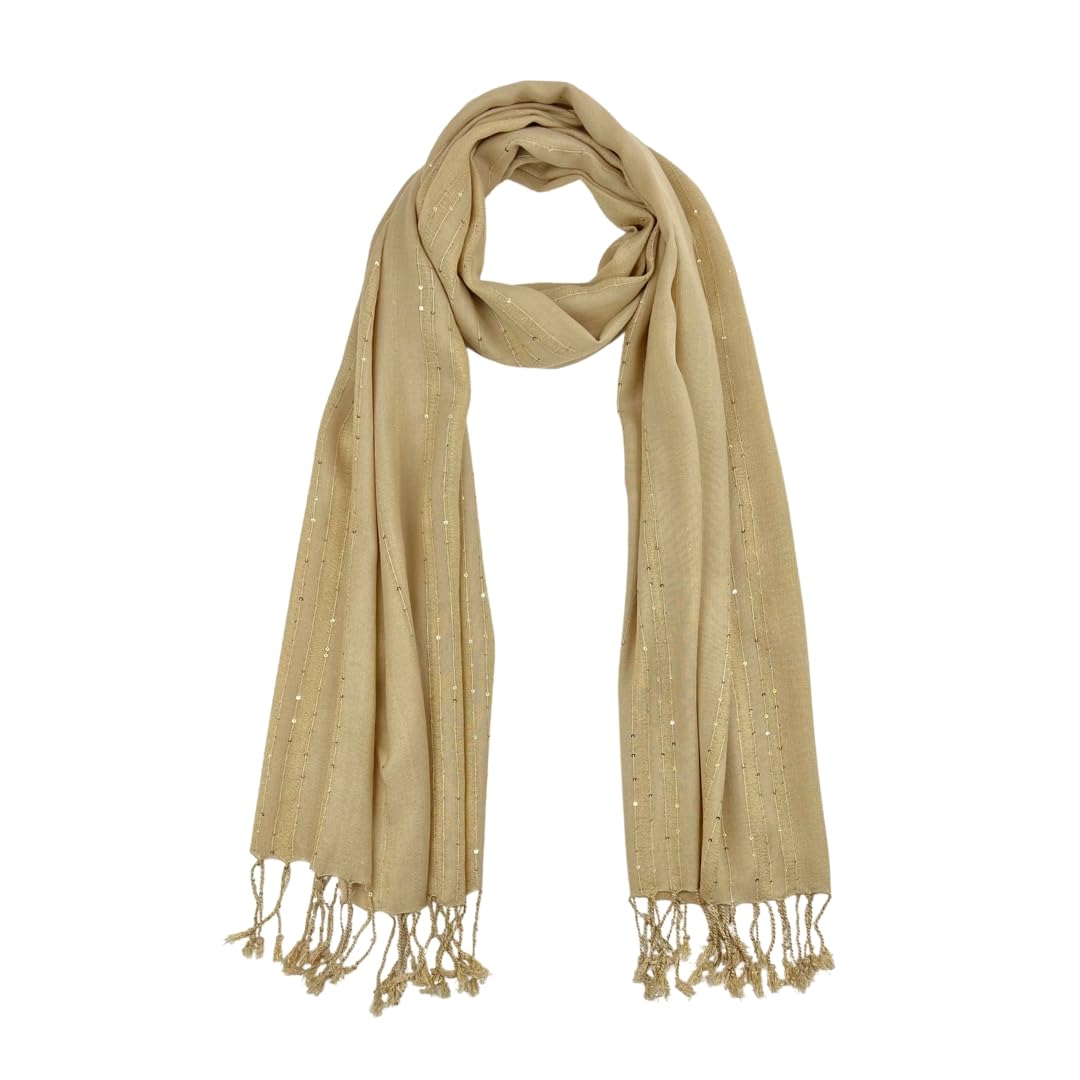 Humble Hilo Handmade Shimmer Thread Scarf or Shawl Large Lightweight Neckscarf Wrap for Women with Metallic Embroidery