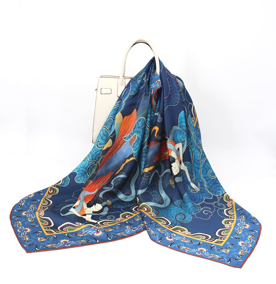 ANDANTINO 100% Silk Scarf 43" Large Square Lightweight Headscarf& Shawl–Women Hair Wraps-With Gift Packed