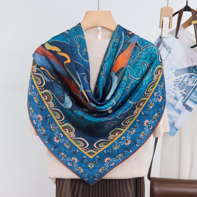 ANDANTINO 100% Silk Scarf 43" Large Square Lightweight Headscarf& Shawl–Women Hair Wraps-With Gift Packed