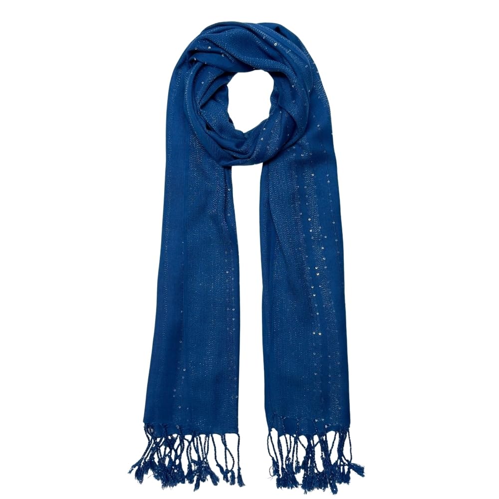 Humble Hilo Handmade Shimmer Thread Scarf or Shawl Large Lightweight Neckscarf Wrap for Women with Metallic Embroidery
