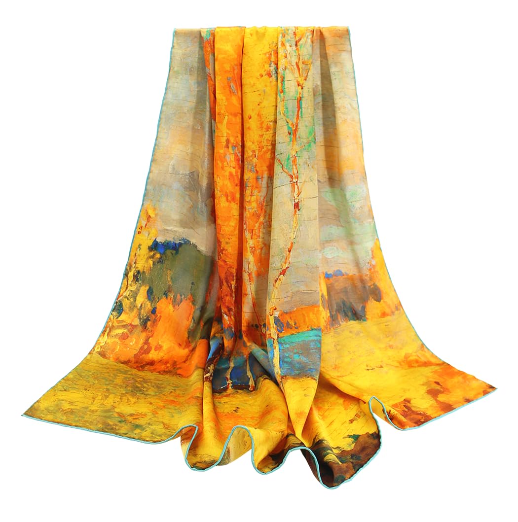 ANDANTINO 100% Silk Scarf 43" Large Square Lightweight Headscarf& Shawl–Women Hair Wraps-With Gift Packed