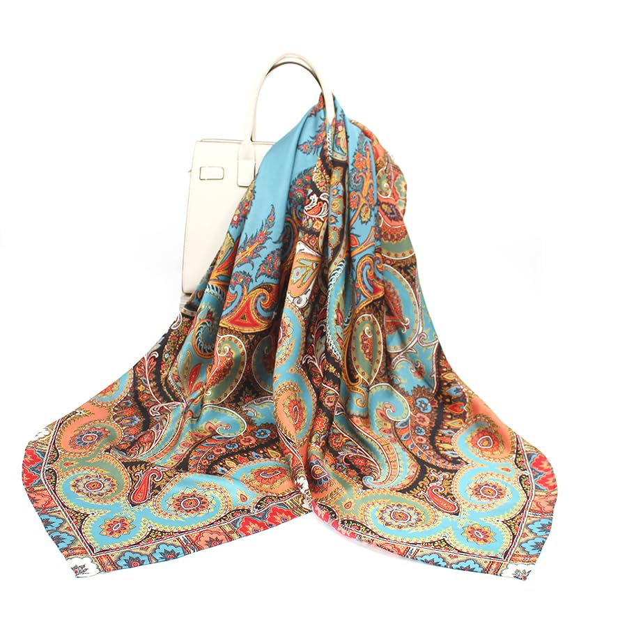 ANDANTINO 100% Silk Scarf 43" Large Square Lightweight Headscarf& Shawl–Women Hair Wraps-With Gift Packed