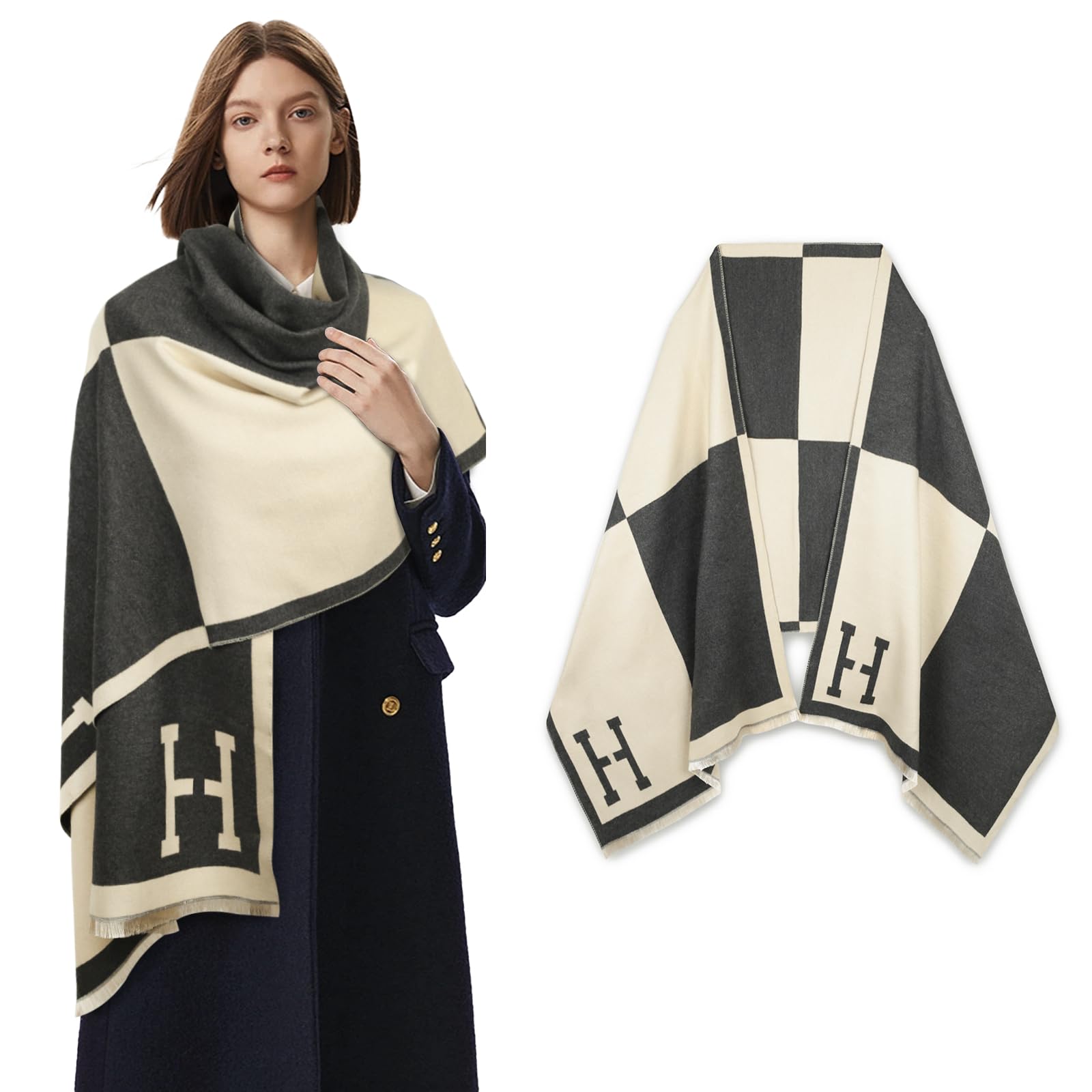 EXTREE Scarfs for Women Pashmina Silky Shawl Wrap for Evening Dressing Blanket Open Front Poncho Cape