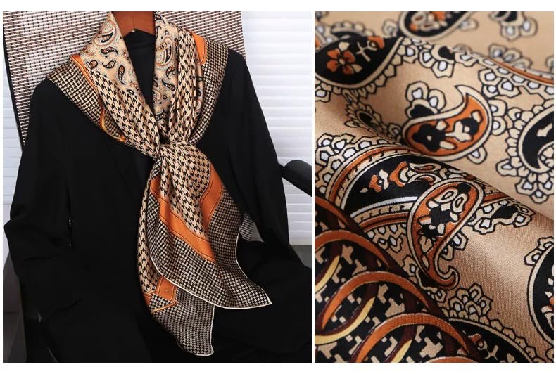 ANDANTINO 100% Silk Scarf 43" Large Square Lightweight Headscarf& Shawl–Women Hair Wraps-With Gift Packed