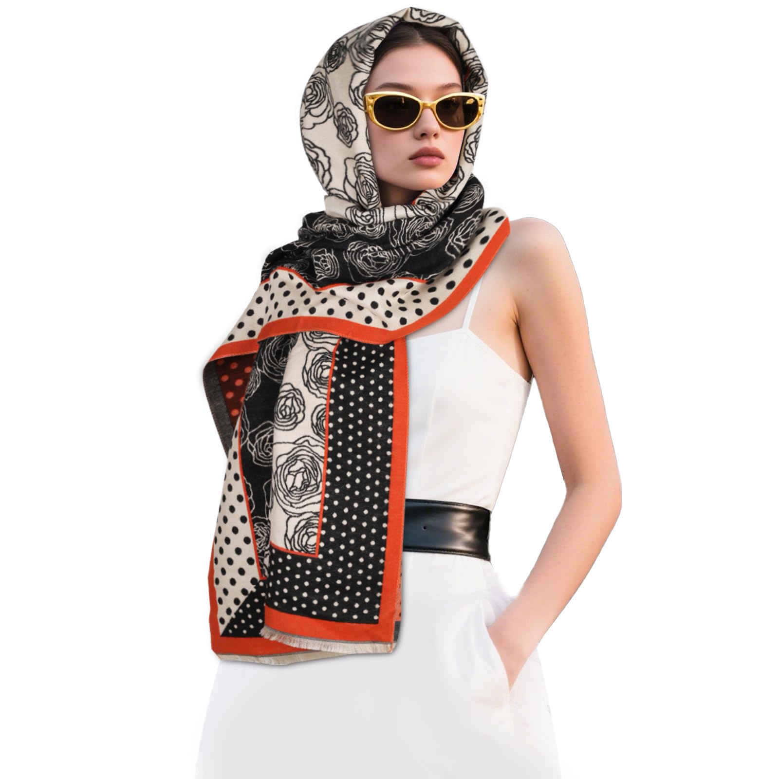 EXTREE Scarfs for Women Pashmina Silky Shawl Wrap for Evening Dressing Blanket Open Front Poncho Cape