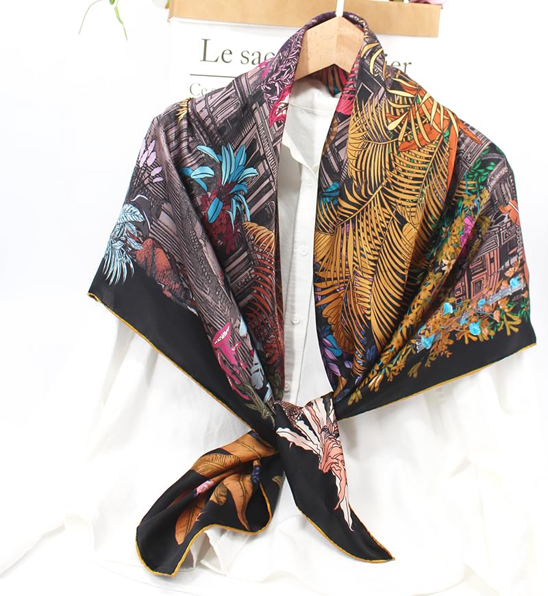 ANDANTINO 100% Silk Scarf 43" Large Square Lightweight Headscarf& Shawl–Women Hair Wraps-With Gift Packed