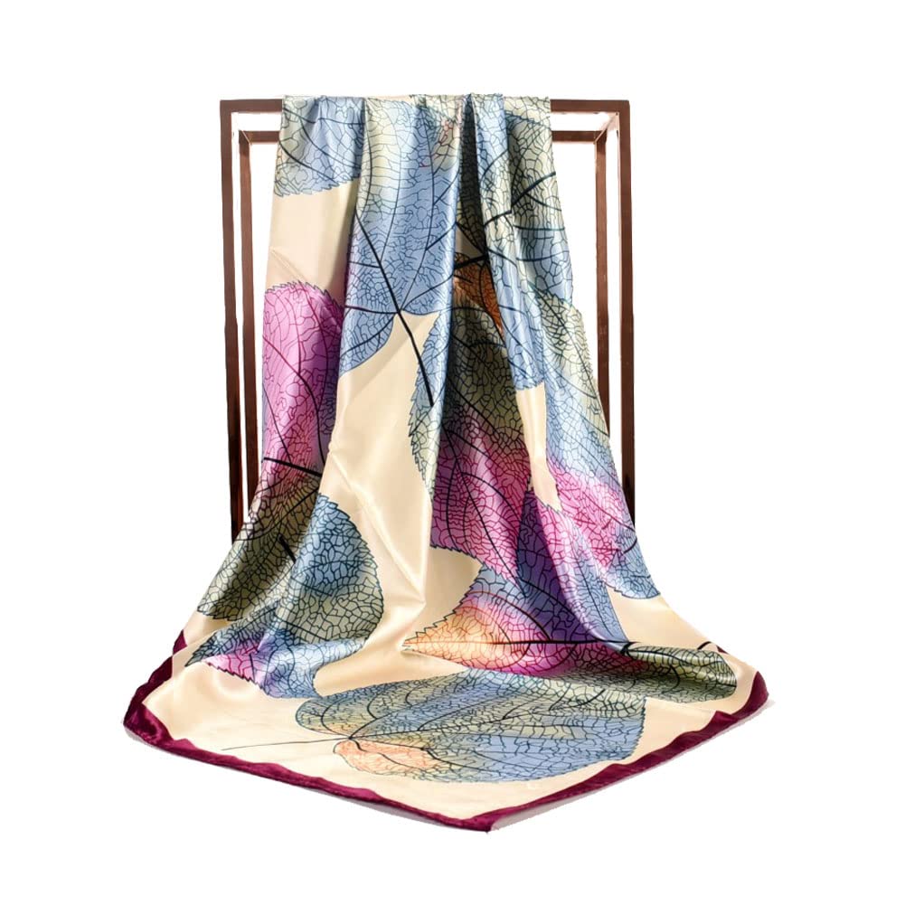 4Pcs Silk Head Scarves for Women Satin Hair Scarf 35”Large Square Bandana Silk Like Neck Scarf Shawl