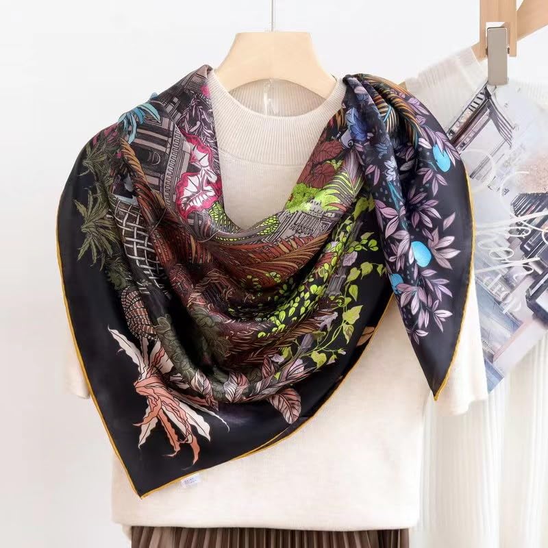 ANDANTINO 100% Silk Scarf 43" Large Square Lightweight Headscarf& Shawl–Women Hair Wraps-With Gift Packed