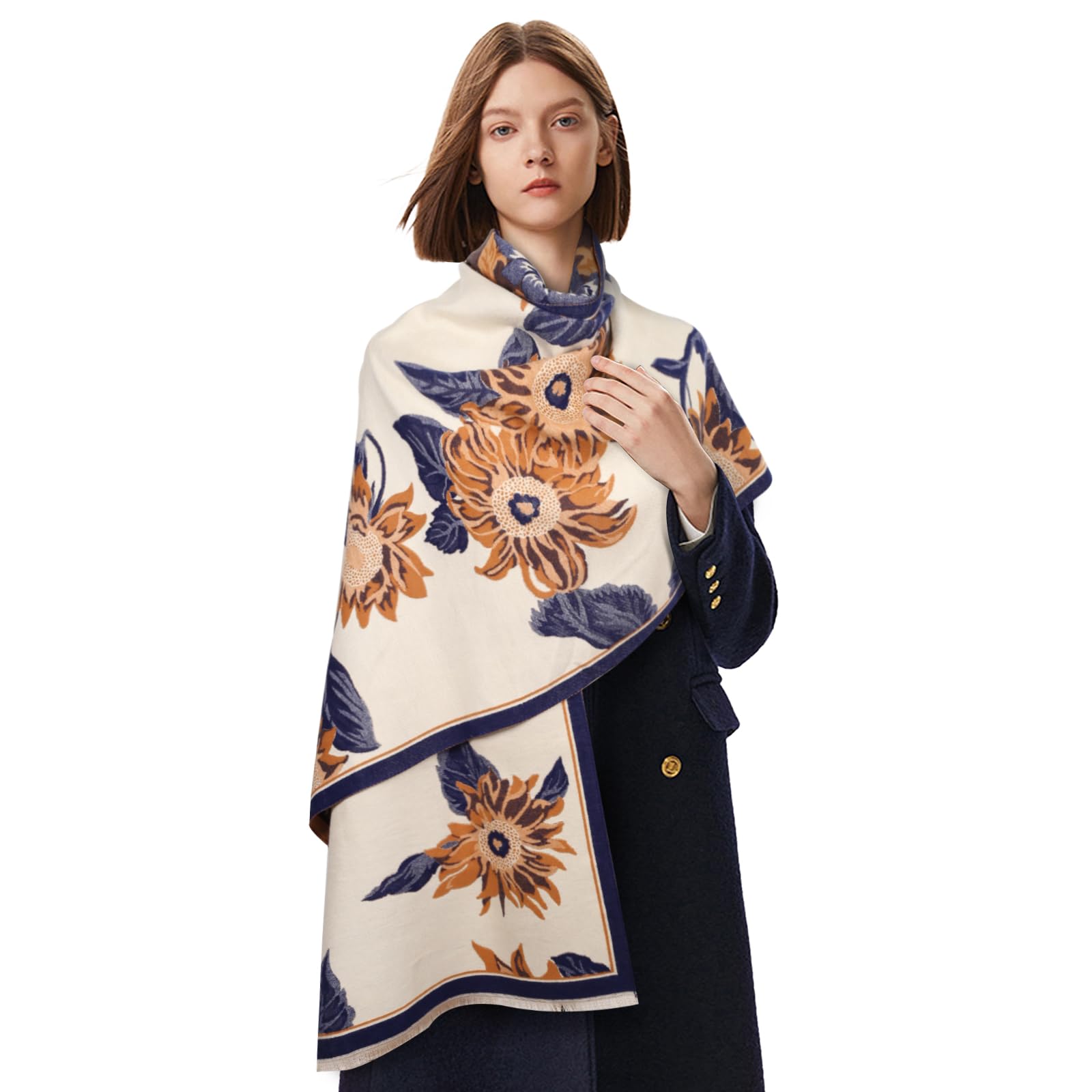 EXTREE Scarfs for Women Pashmina Silky Shawl Wrap for Evening Dressing Blanket Open Front Poncho Cape