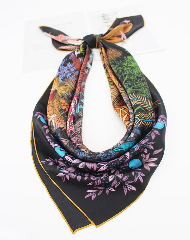 ANDANTINO 100% Silk Scarf 43" Large Square Lightweight Headscarf& Shawl–Women Hair Wraps-With Gift Packed