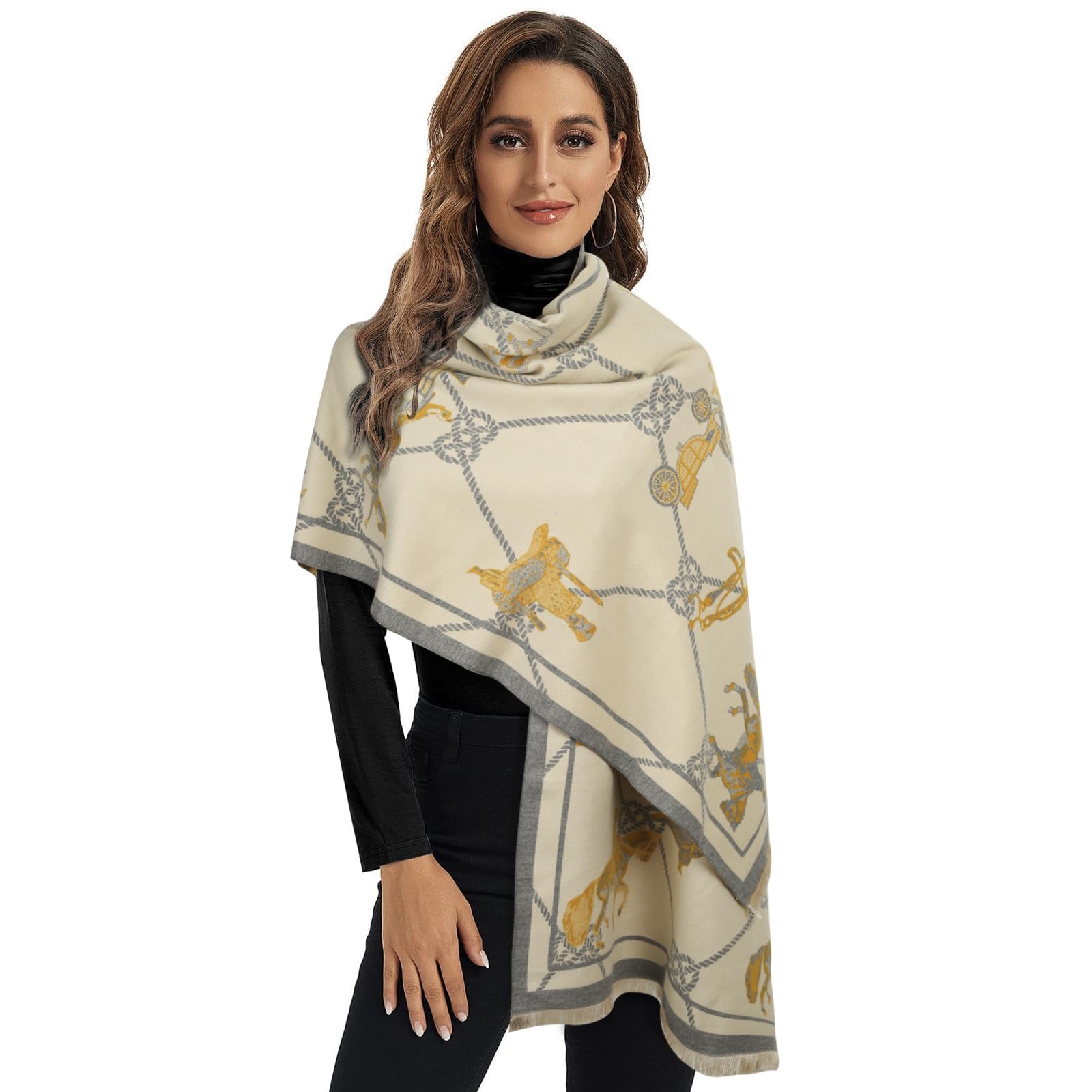 EXTREE Scarfs for Women Pashmina Silky Shawl Wrap for Evening Dressing Blanket Open Front Poncho Cape