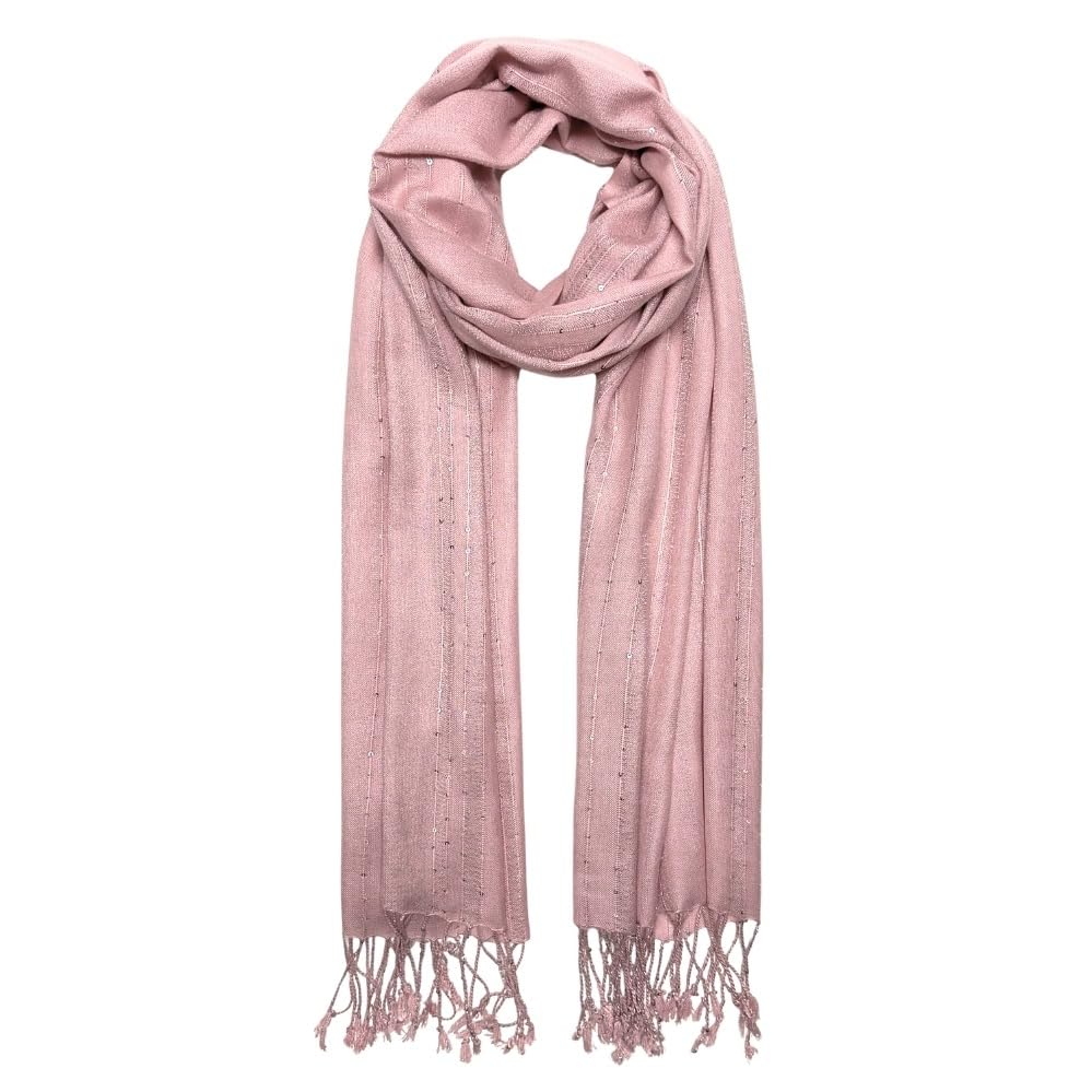 Humble Hilo Handmade Shimmer Thread Scarf or Shawl Large Lightweight Neckscarf Wrap for Women with Metallic Embroidery