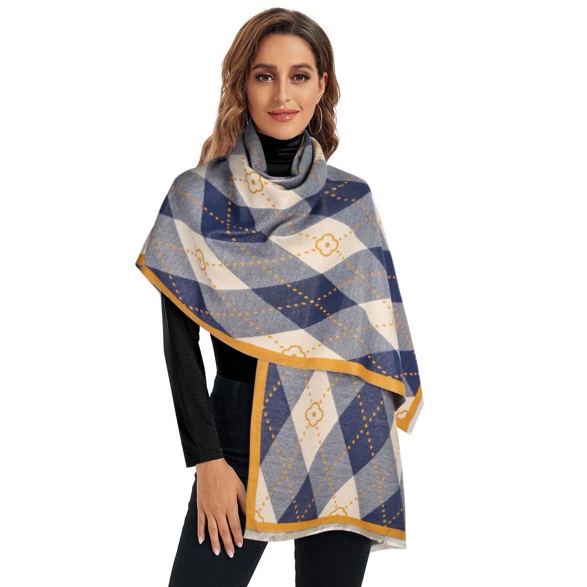 EXTREE Scarfs for Women Pashmina Silky Shawl Wrap for Evening Dressing Blanket Open Front Poncho Cape