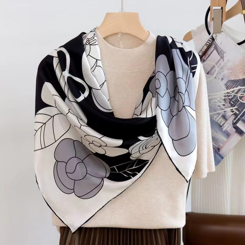 ANDANTINO 100% Silk Scarf 43" Large Square Lightweight Headscarf& Shawl–Women Hair Wraps-With Gift Packed