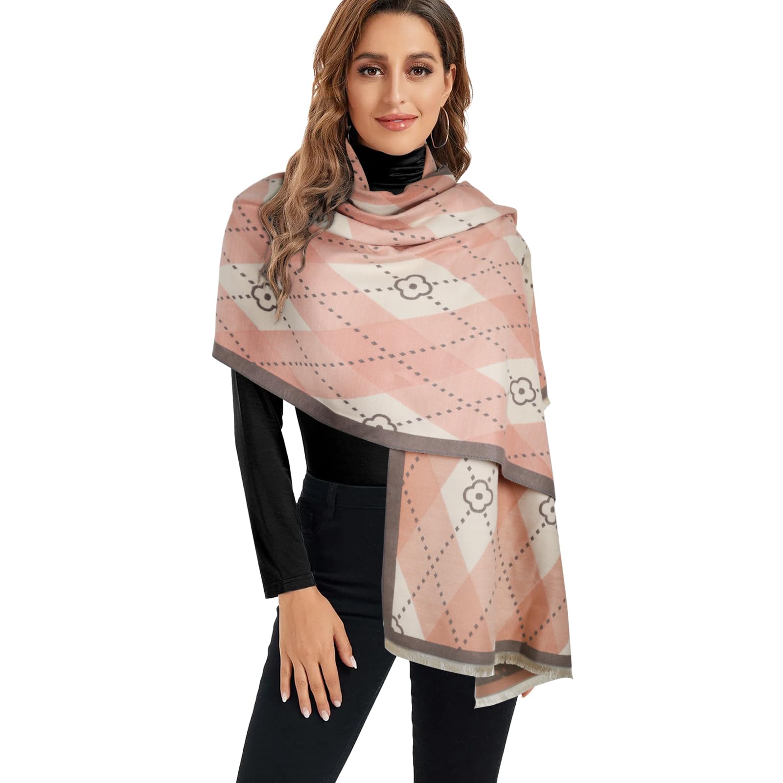 EXTREE Scarfs for Women Pashmina Silky Shawl Wrap for Evening Dressing Blanket Open Front Poncho Cape