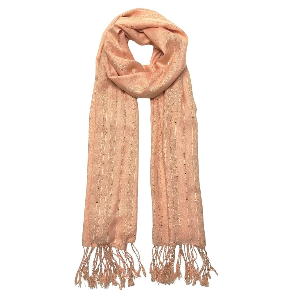 Humble Hilo Handmade Shimmer Thread Scarf or Shawl Large Lightweight Neckscarf Wrap for Women with Metallic Embroidery