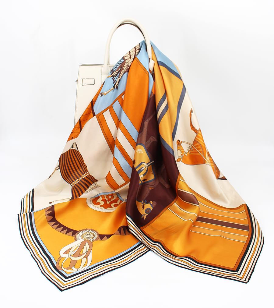 ANDANTINO 100% Silk Scarf 43" Large Square Lightweight Headscarf& Shawl–Women Hair Wraps-With Gift Packed