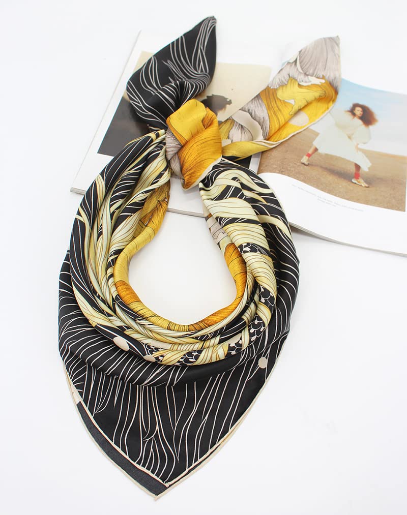 ANDANTINO 100% Silk Scarf 43" Large Square Lightweight Headscarf& Shawl–Women Hair Wraps-With Gift Packed