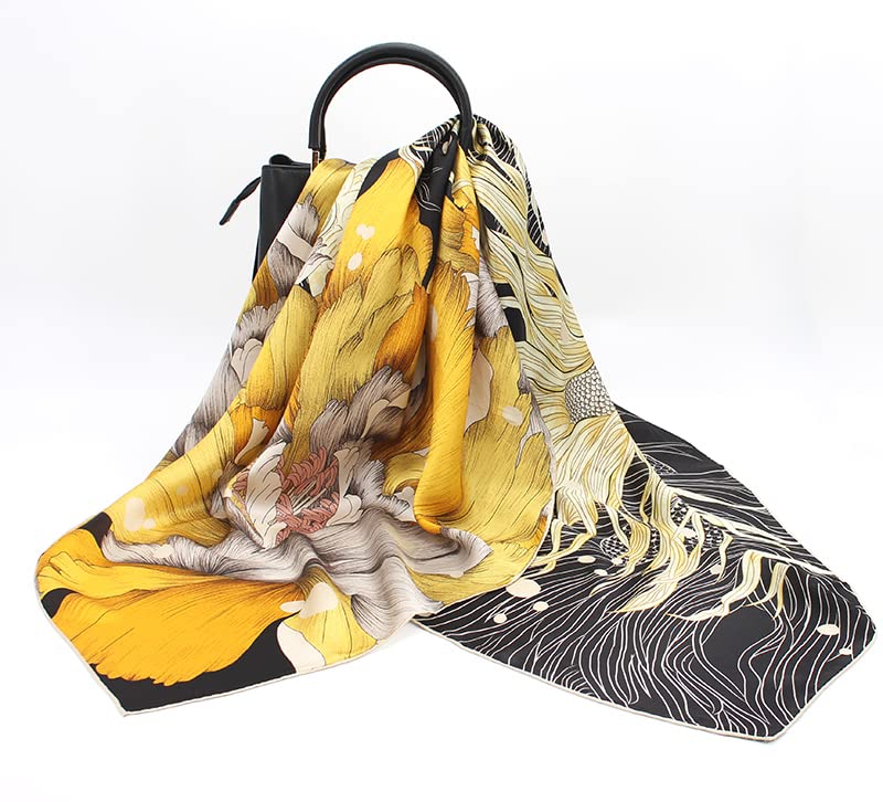 ANDANTINO 100% Silk Scarf 43" Large Square Lightweight Headscarf& Shawl–Women Hair Wraps-With Gift Packed