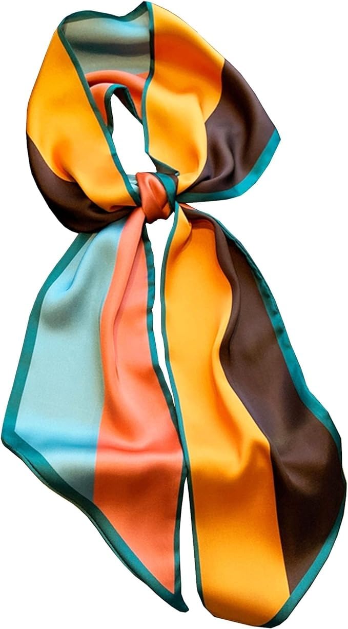 Head Scarf Hair Neck Scarves For Women Purse Bag Scarfs For Handbags Silky Long Thin Satin Headscarf Fashion