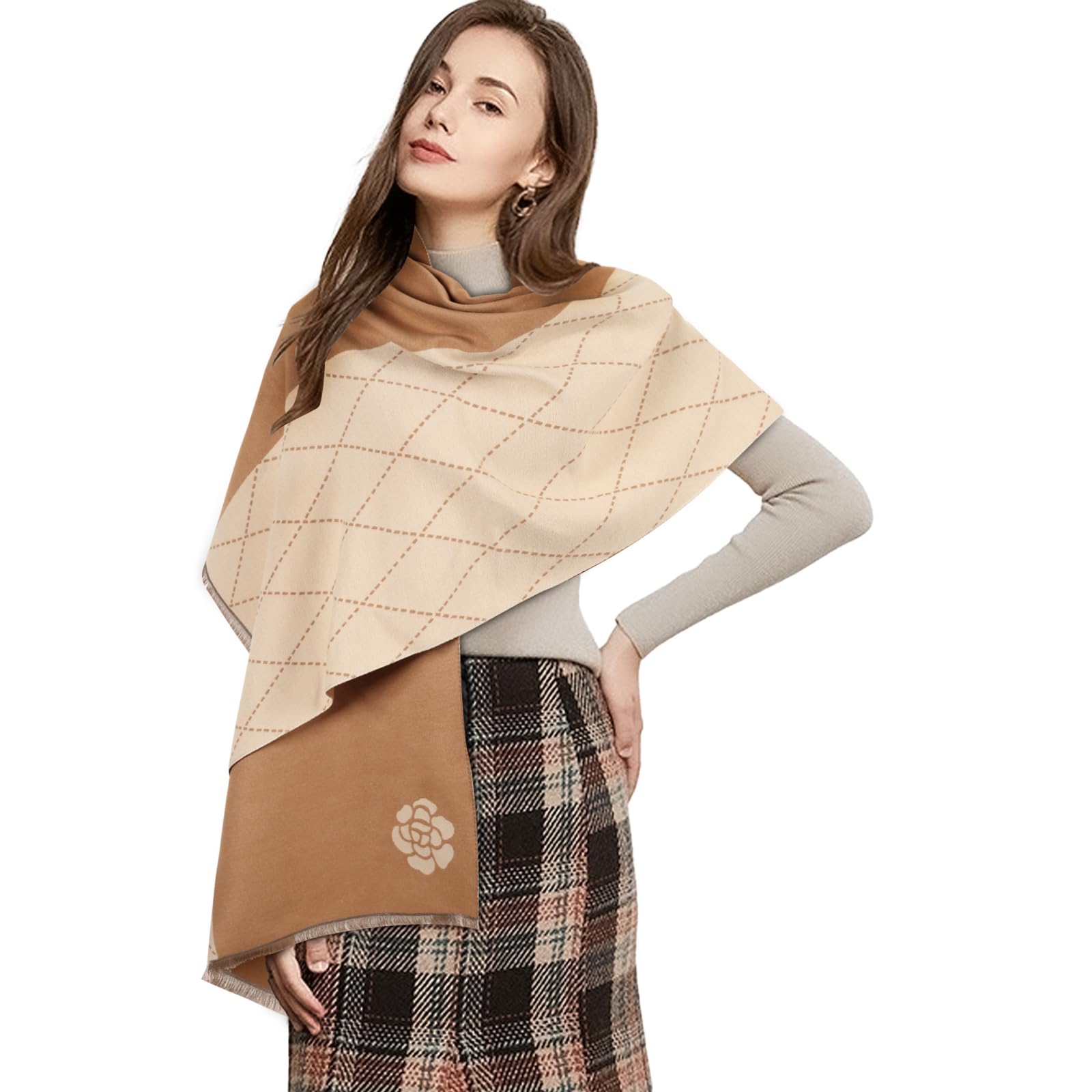 EXTREE Scarfs for Women Pashmina Silky Shawl Wrap for Evening Dressing Blanket Open Front Poncho Cape