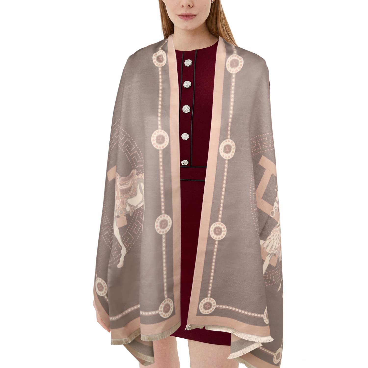 EXTREE Scarfs for Women Pashmina Silky Shawl Wrap for Evening Dressing Blanket Open Front Poncho Cape