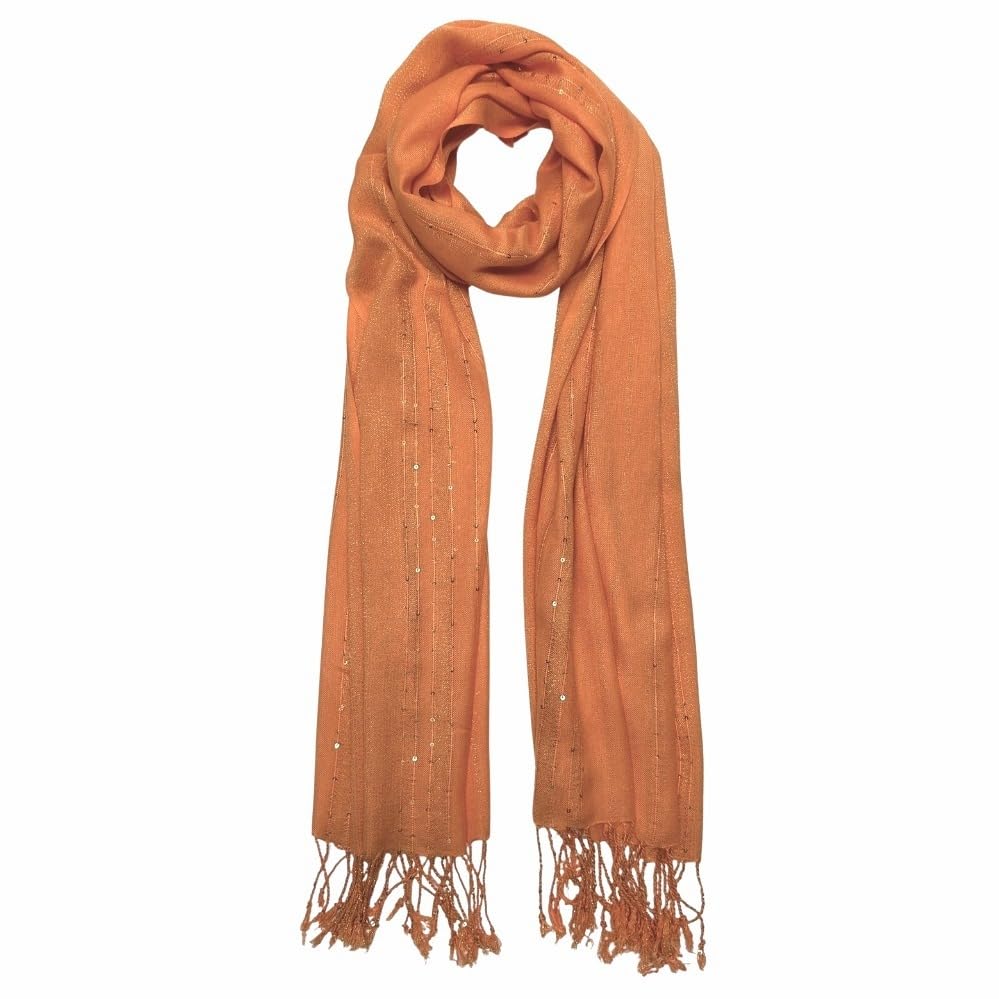 Humble Hilo Handmade Shimmer Thread Scarf or Shawl Large Lightweight Neckscarf Wrap for Women with Metallic Embroidery