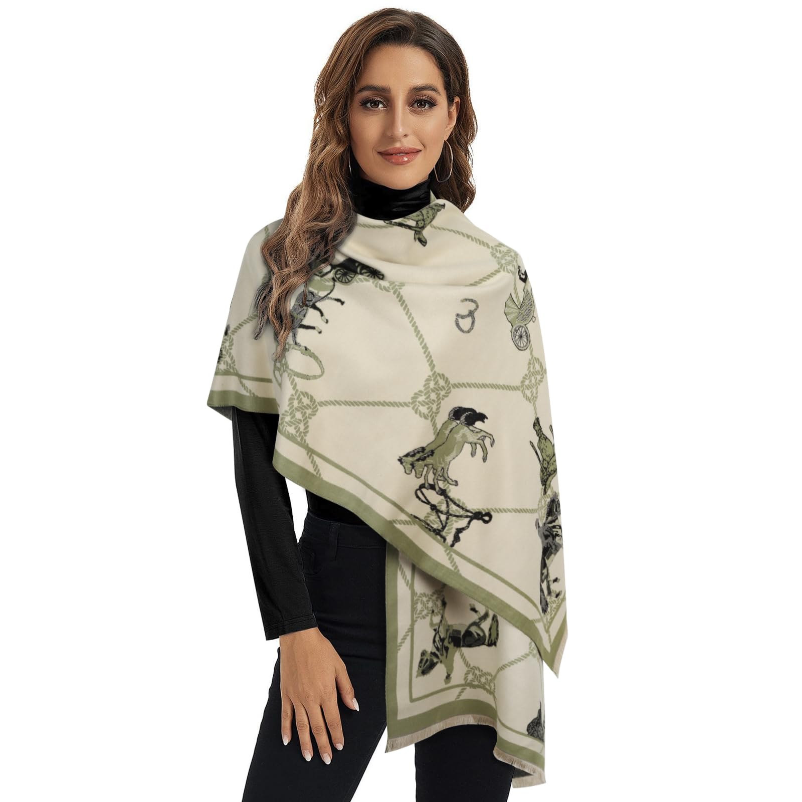 EXTREE Scarfs for Women Pashmina Silky Shawl Wrap for Evening Dressing Blanket Open Front Poncho Cape