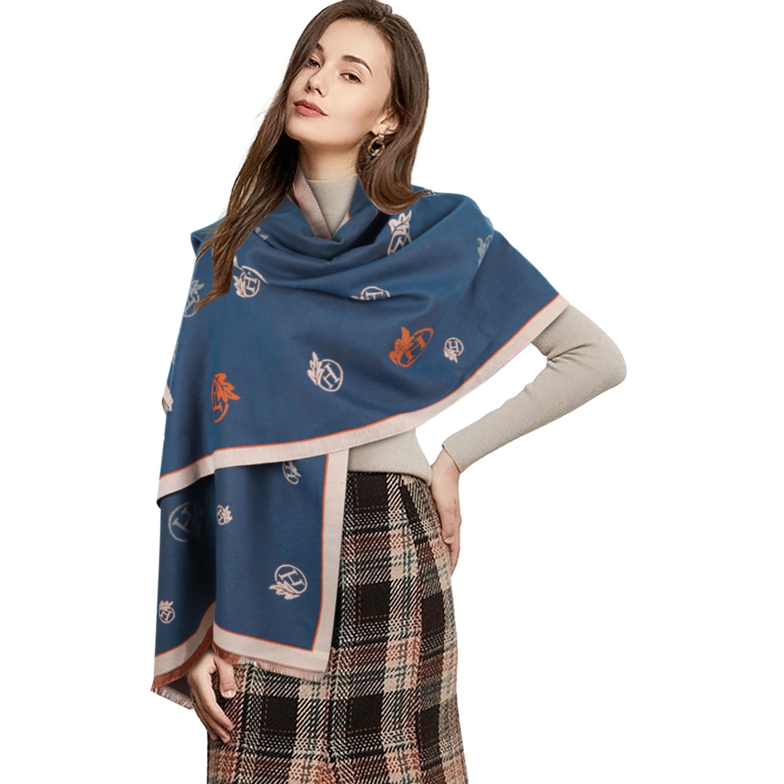 EXTREE Scarfs for Women Pashmina Silky Shawl Wrap for Evening Dressing Blanket Open Front Poncho Cape