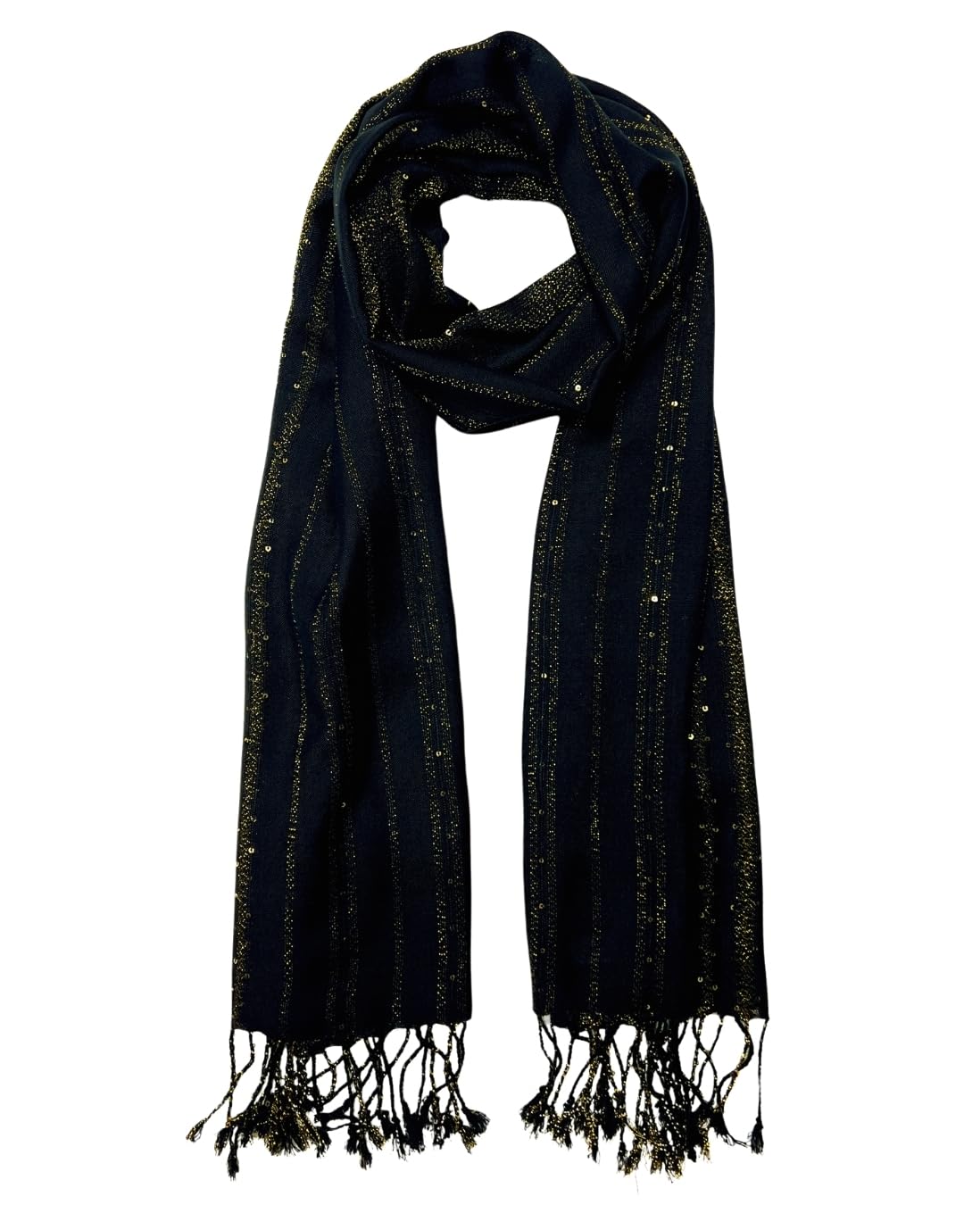 Humble Hilo Handmade Shimmer Thread Scarf or Shawl Large Lightweight Neckscarf Wrap for Women with Metallic Embroidery
