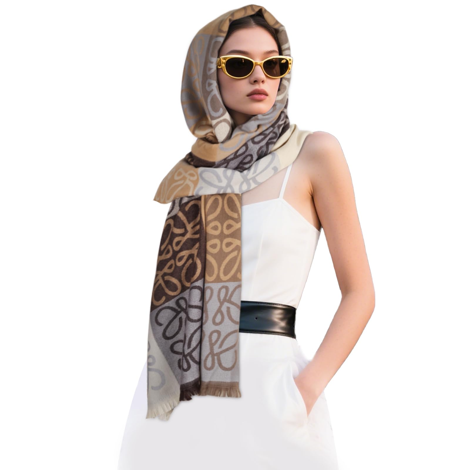 EXTREE Scarfs for Women Pashmina Silky Shawl Wrap for Evening Dressing Blanket Open Front Poncho Cape