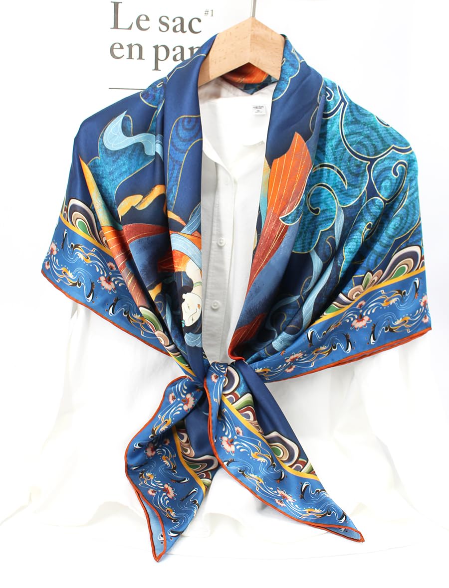 ANDANTINO 100% Silk Scarf 43" Large Square Lightweight Headscarf& Shawl–Women Hair Wraps-With Gift Packed