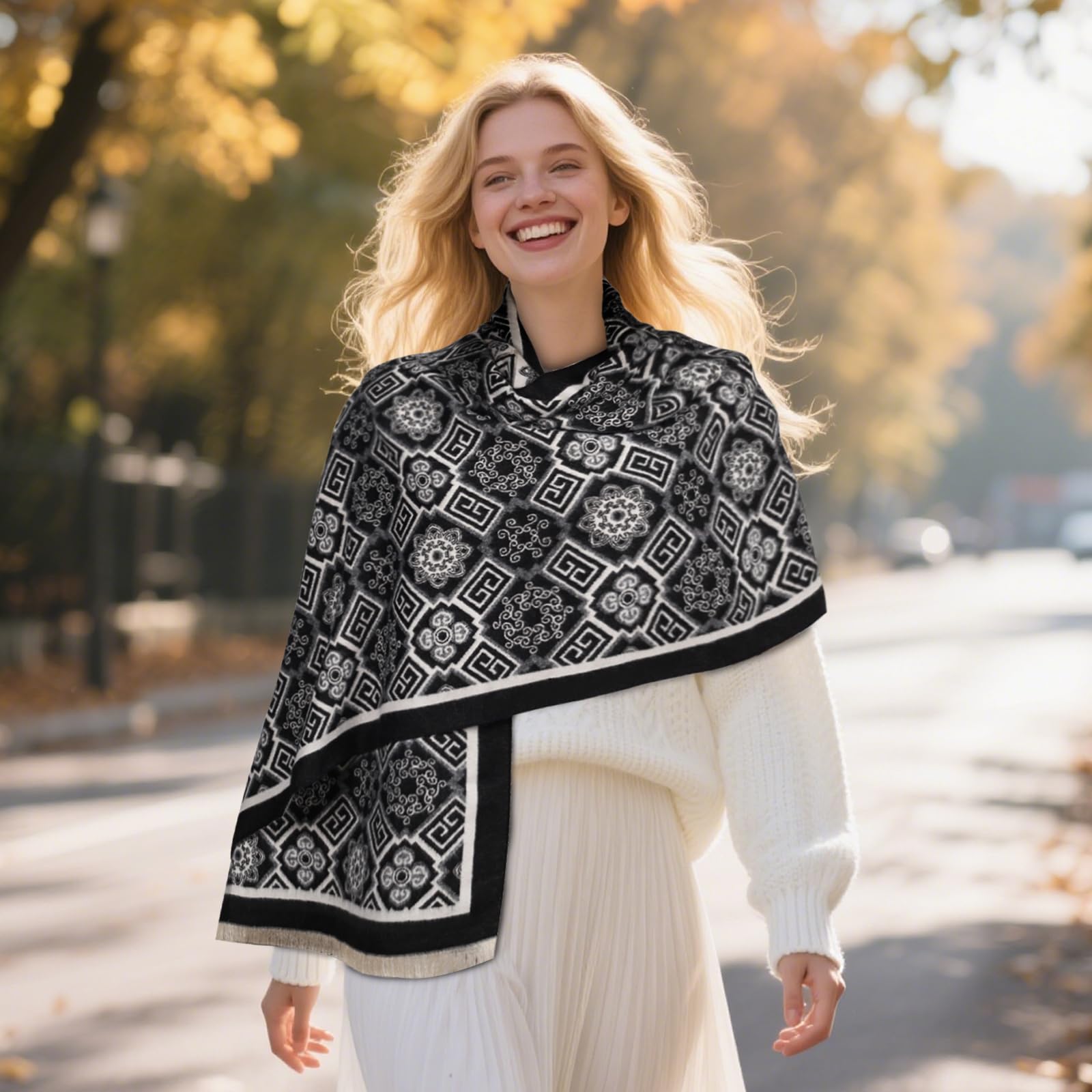 EXTREE Scarfs for Women Pashmina Silky Shawl Wrap for Evening Dressing Blanket Open Front Poncho Cape