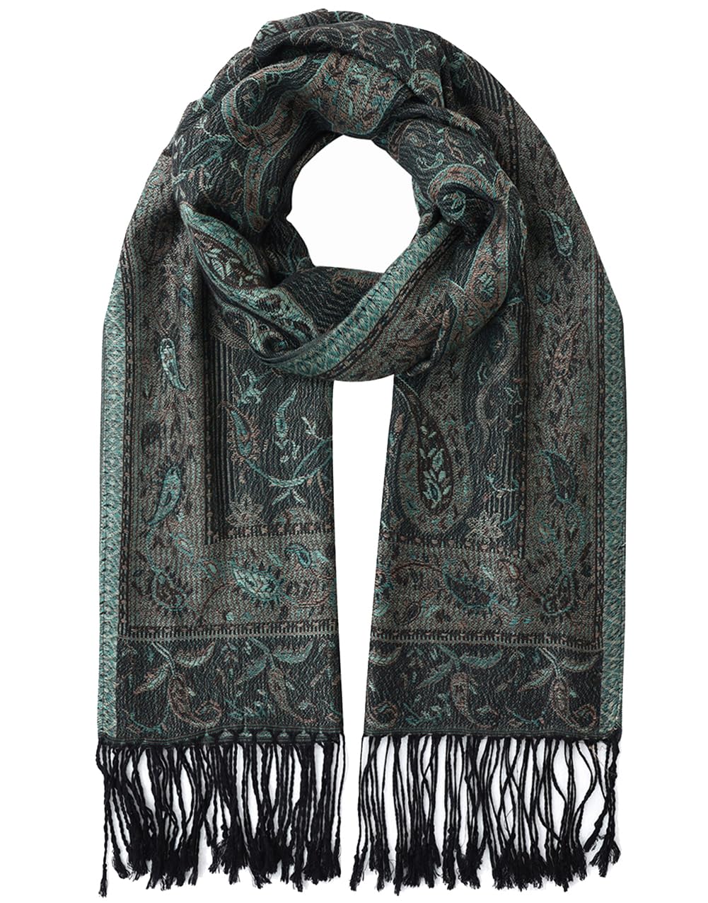 Umjetnost Womens Soft Silky Pashmina Rave Scarf Paisley Pattern Pashmina Shawl Wrap with Fringes
