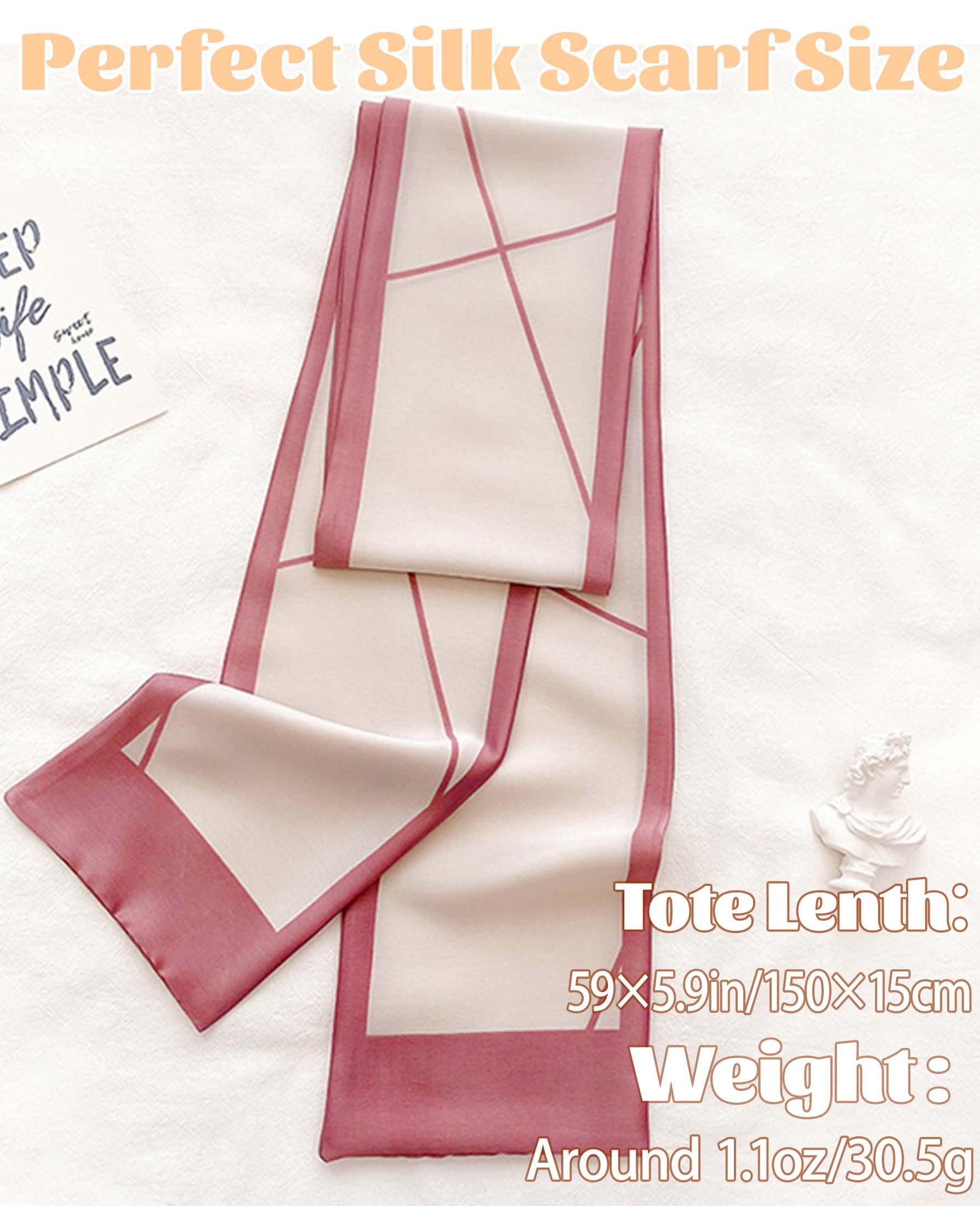 kcctoo 59” Long Silk Like Head Scarf Women's Fashion Square Neck Satin Scarfs for Bag Hair Scarves Gift 59 * 5.9”
