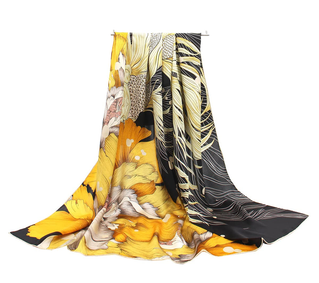 ANDANTINO 100% Silk Scarf 43" Large Square Lightweight Headscarf& Shawl–Women Hair Wraps-With Gift Packed