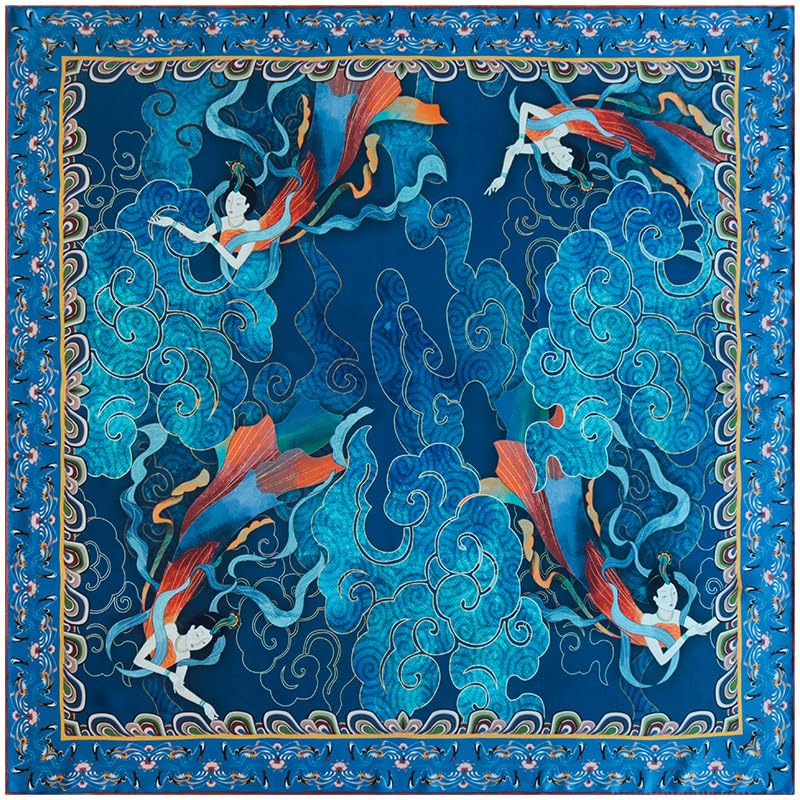 ANDANTINO 100% Silk Scarf 43" Large Square Lightweight Headscarf& Shawl–Women Hair Wraps-With Gift Packed