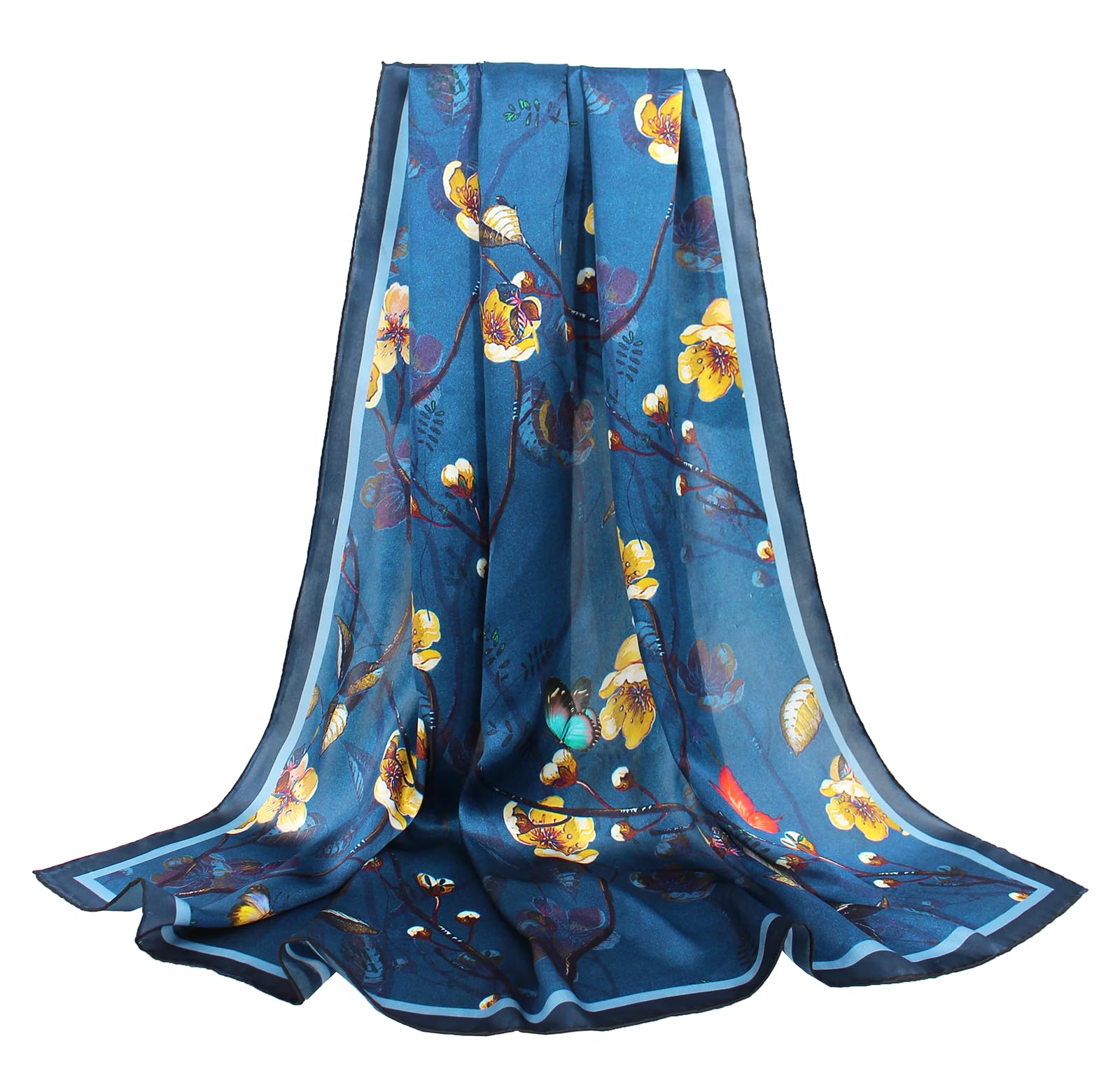 ANDANTINO 100% Silk Scarf 43" Large Square Lightweight Headscarf& Shawl–Women Hair Wraps-With Gift Packed