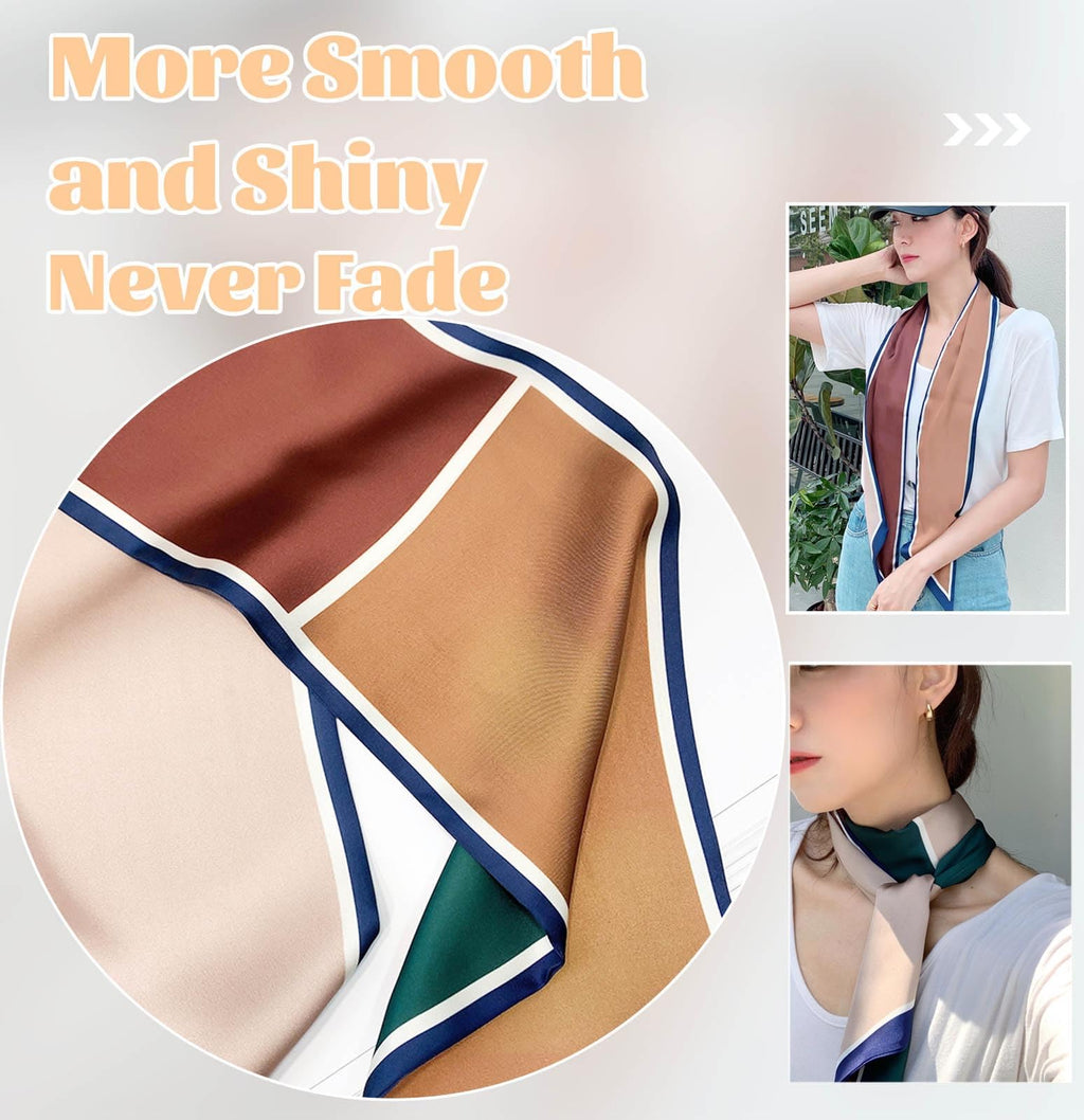kcctoo 59” Long Silk Like Head Scarf Women's Fashion Square Neck Satin Scarfs for Bag Hair Scarves Gift 59 * 5.9”